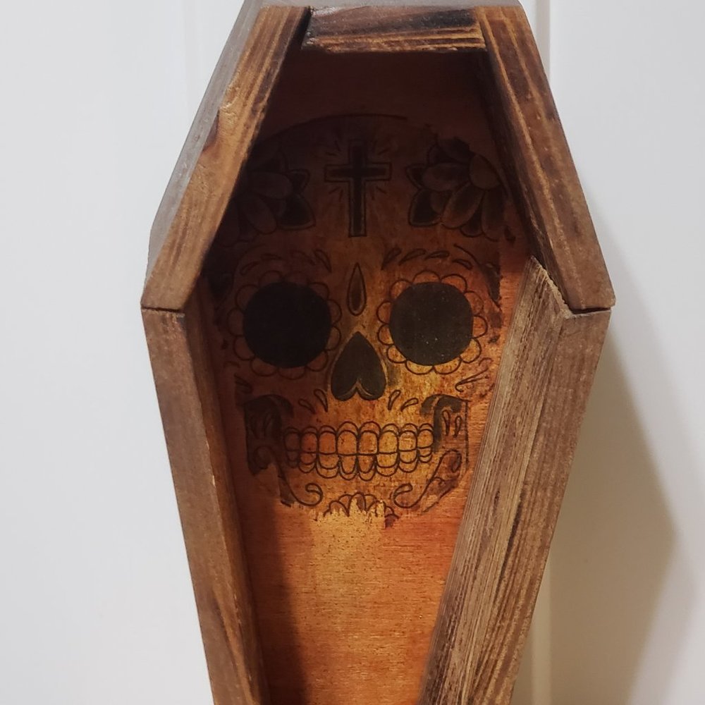 Rustic Coffin Shelf, Wood Coffin, Mini Coffin Shelf | Spooky decor